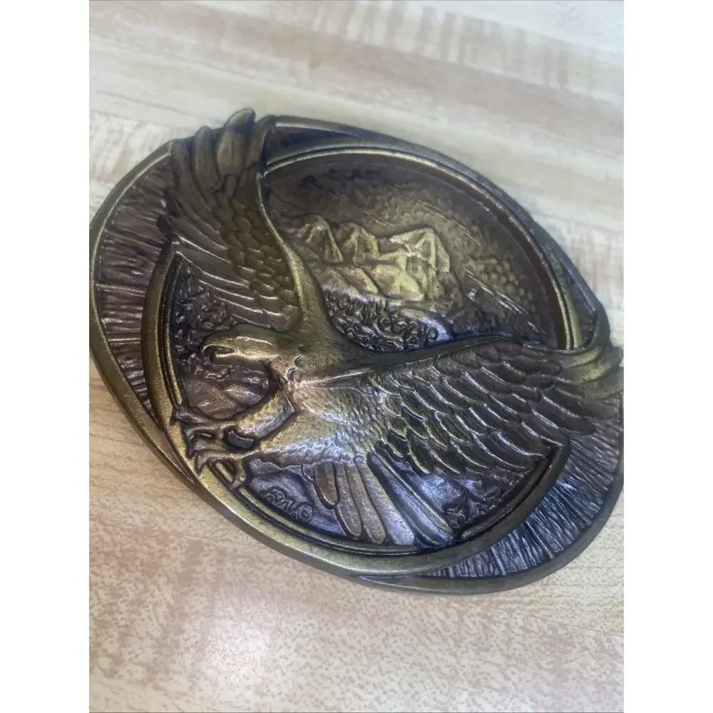 Vintage Montana Silversmiths Brass Belt Buckle Western Style American Bald Eagle